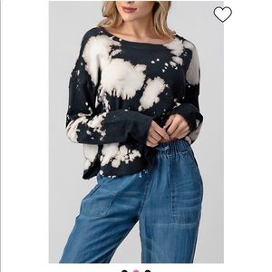 Hashttag Reverse Tie-Dye Boxy Crop Sweater NWOT